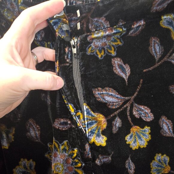 RACHEL ZOE 2-Piece Set Velvet Halter Crop Top Wide Leg Pant Black Floral Sz 12 - Picture 7 of 11